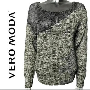 Vero Moda Multi Tone Grey Sweater Round Neck Size Medium
